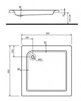 KOLO STANDARD PLUS sprchová vanička čtvercová 80x80x9 cm, akrylátová XBK1580000